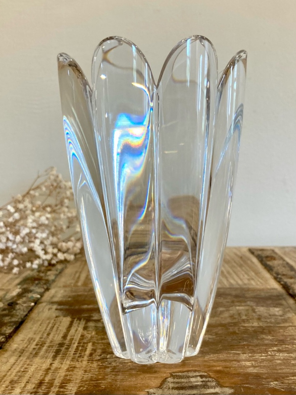Orrefors Crystal Eight Point Tulip Flower Vase 6 5/8” Tall Sweden - Picture 6 of 15